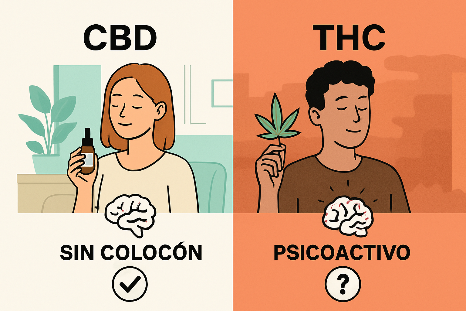Visual comparison chart: effects of CBD vs THC