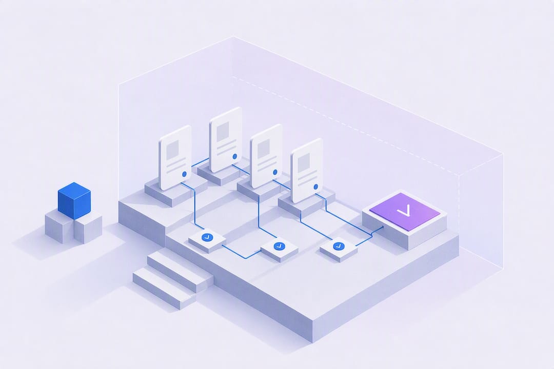 Isometric illustration of an audit-ready requirement trail