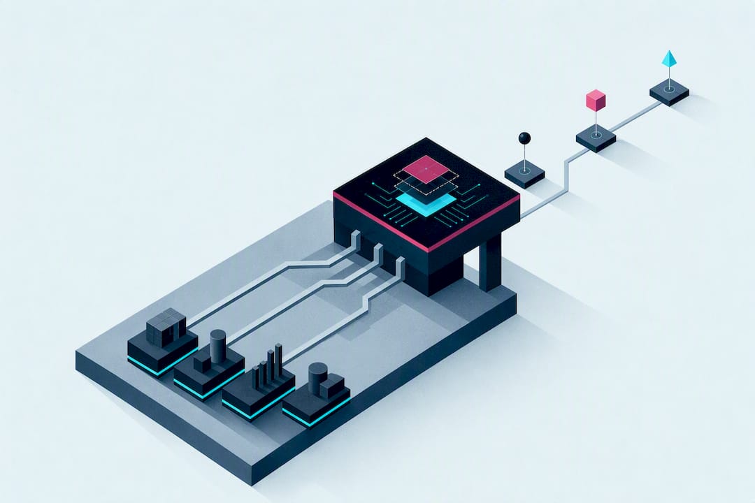 Isometric production intelligence title card