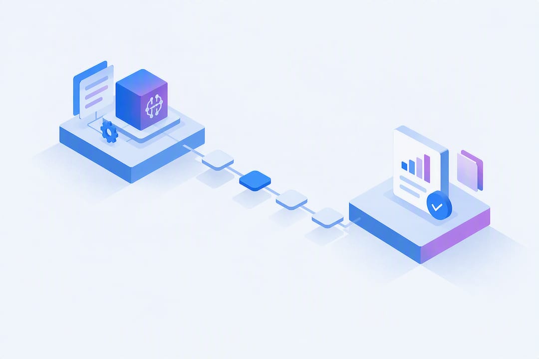 Isometric illustration of an AI pilot process