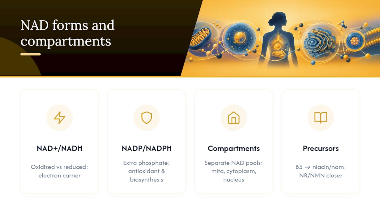 What Is NAD? Forms, Compartments, and Why the Difference Matters — overview diagram