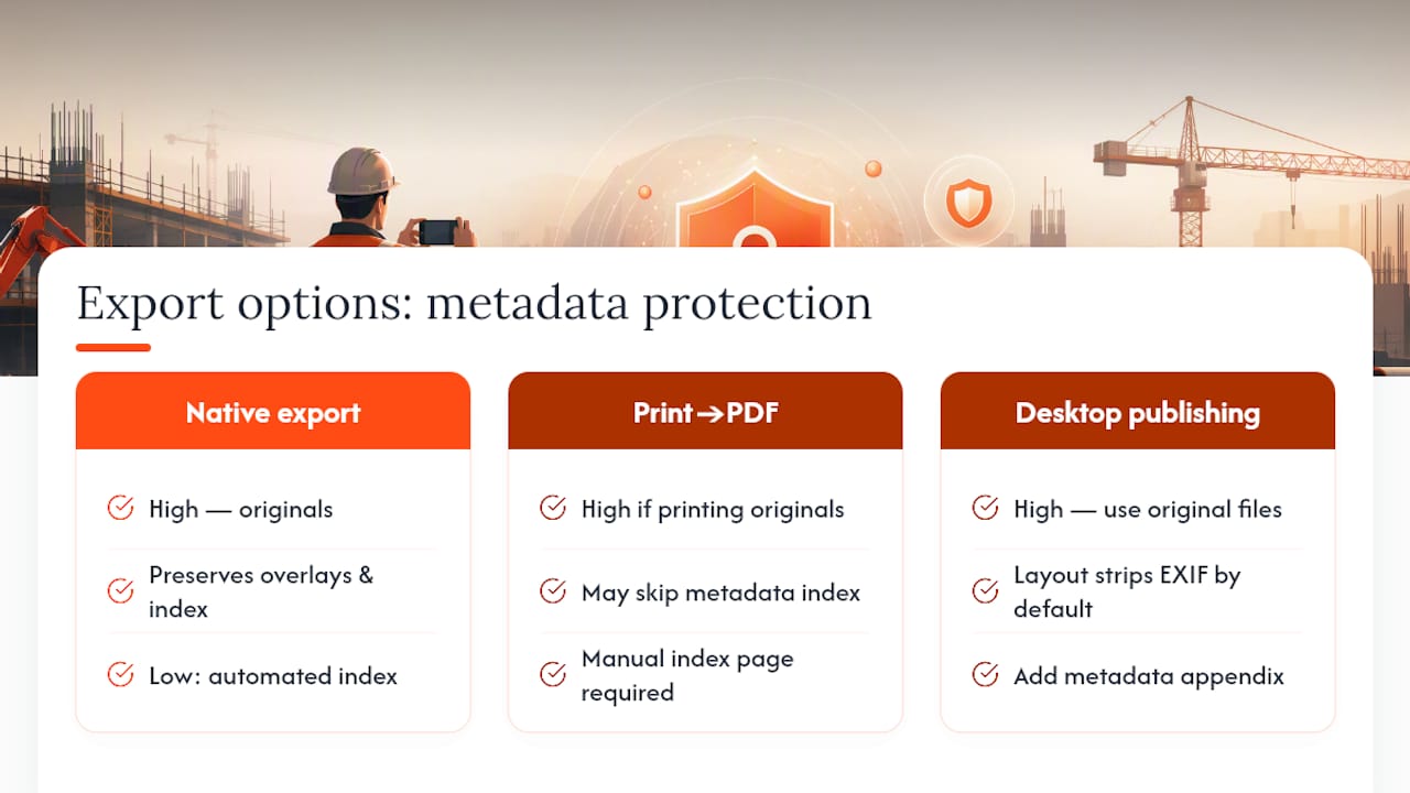 Comparison of three PDF export methods