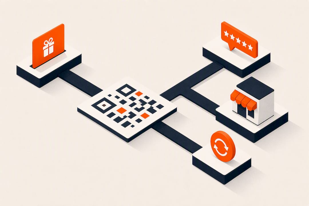 Isometric app-free QR rewards pathway