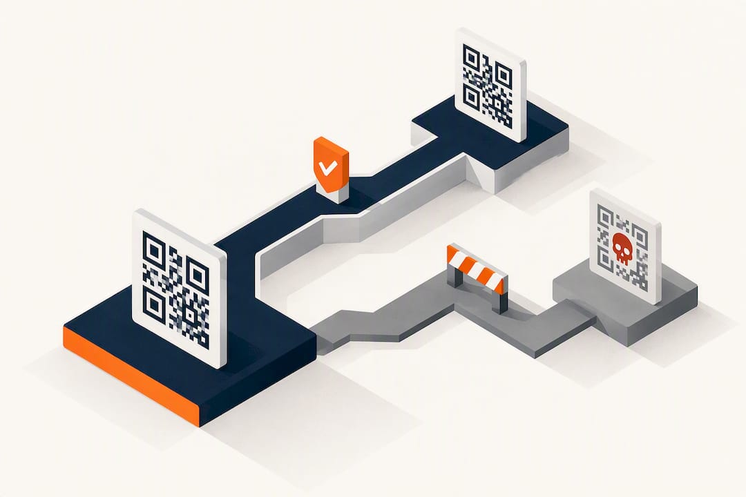 Isometric QR security verification title card