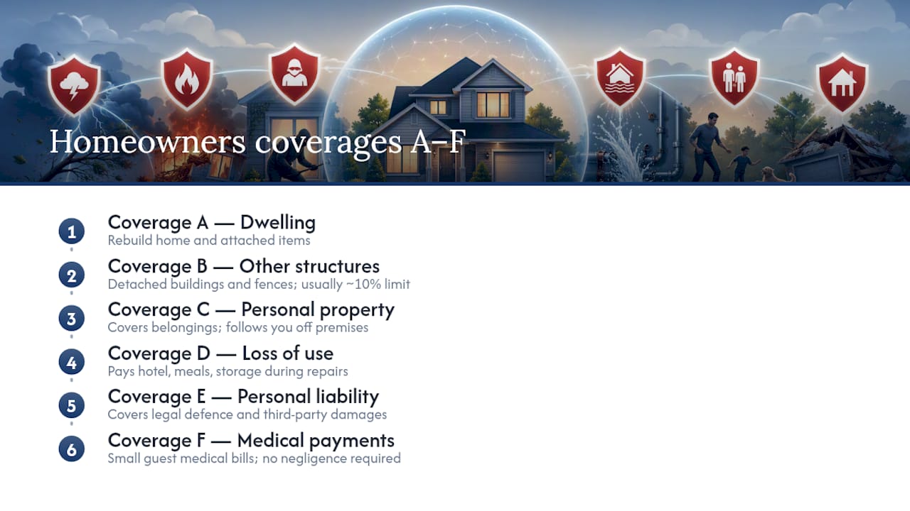 Six homeowners insurance coverage categories