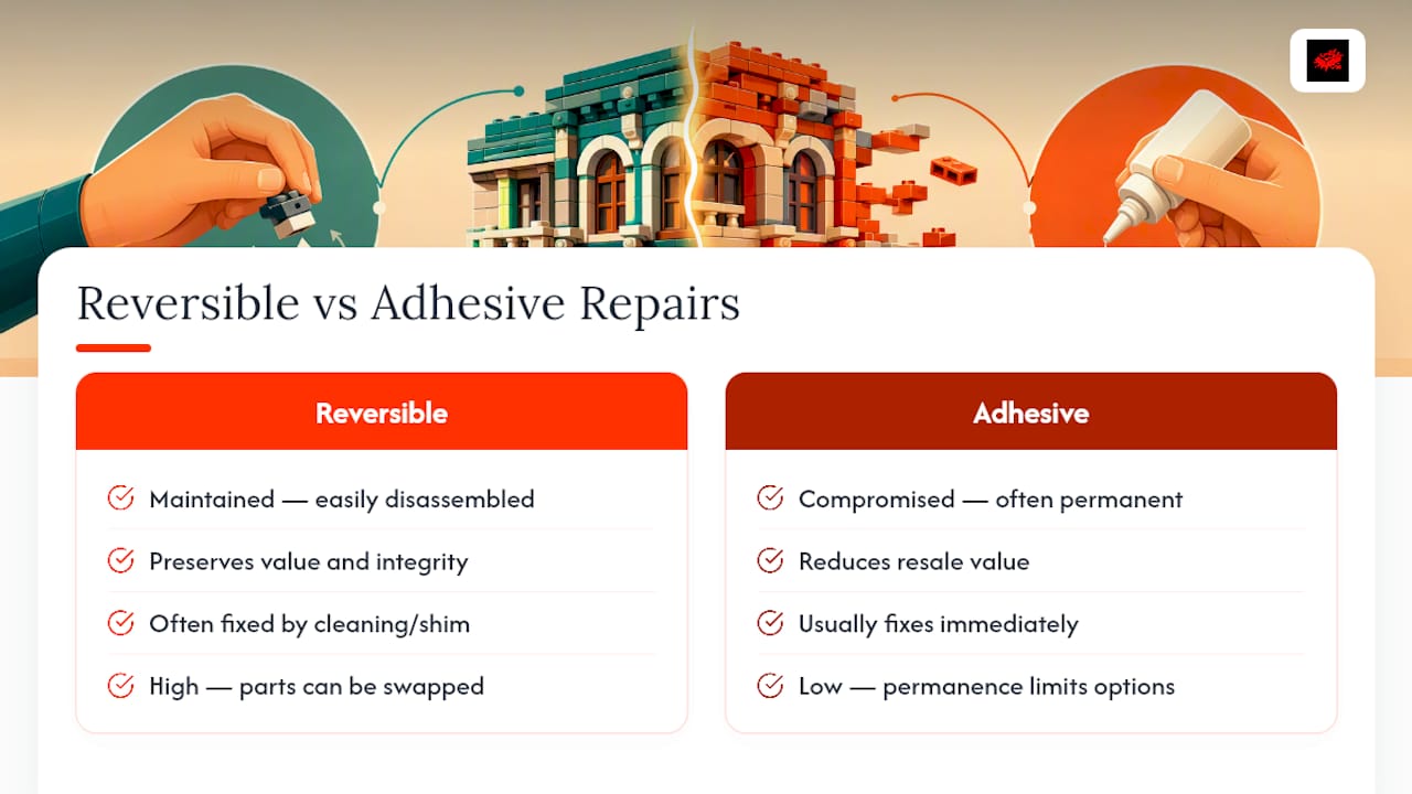 Comparison of reversible and permanent brick repairs