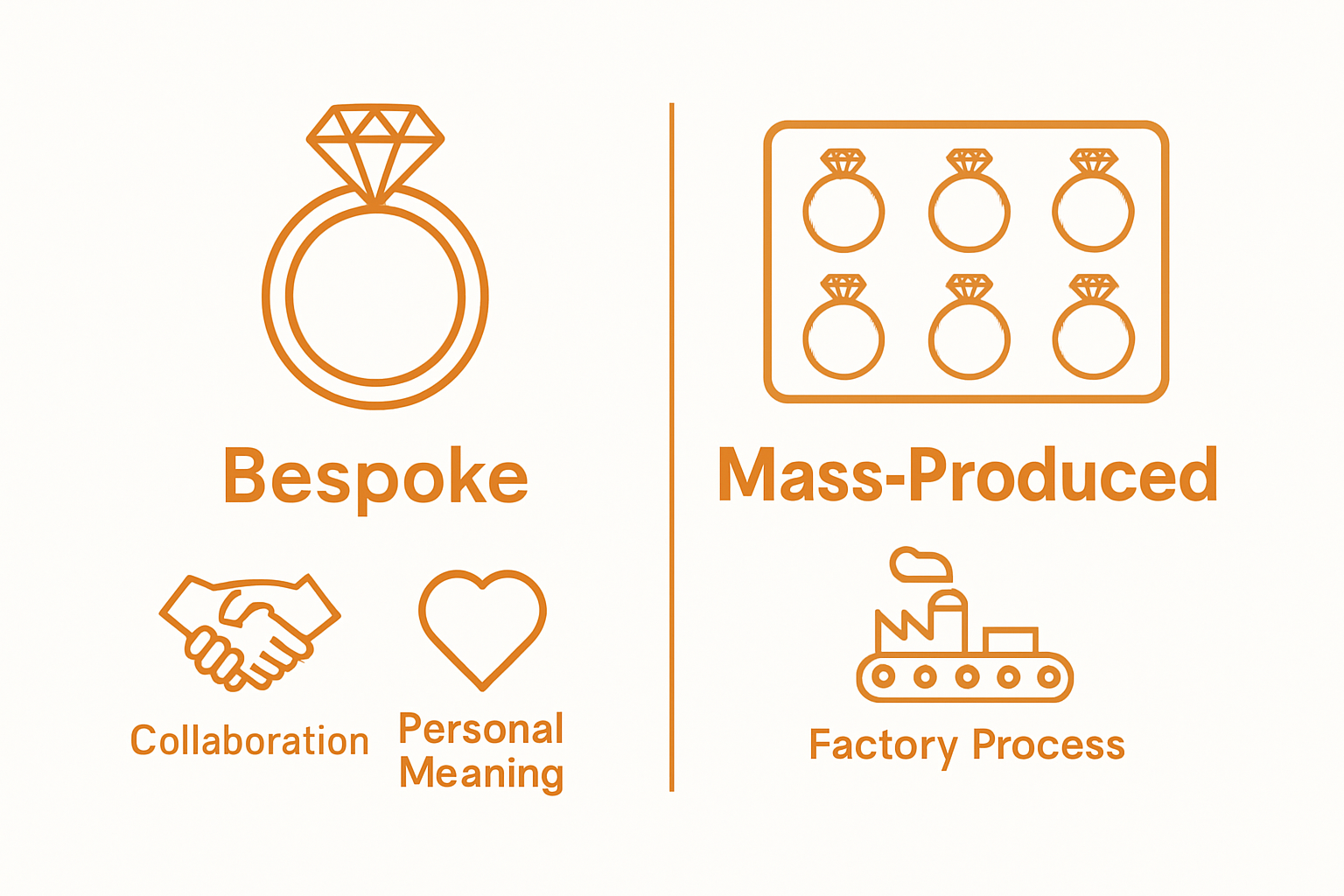 Bespoke vs. mass-produced jewelry comparison