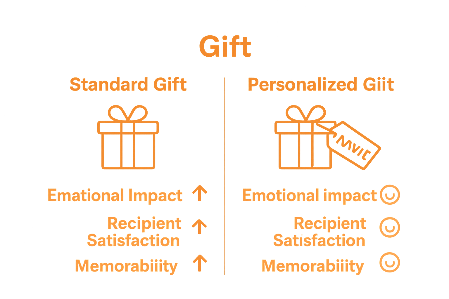 Infographic comparing emotional impact of personalized vs. standard gifts