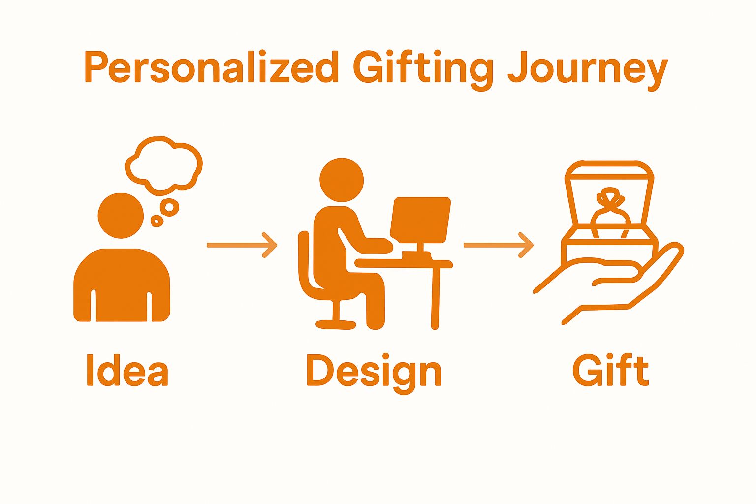 Infographic showing custom jewelry gift process steps