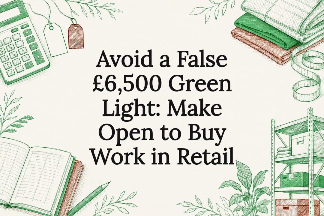 Decorative retail open-to-buy title card