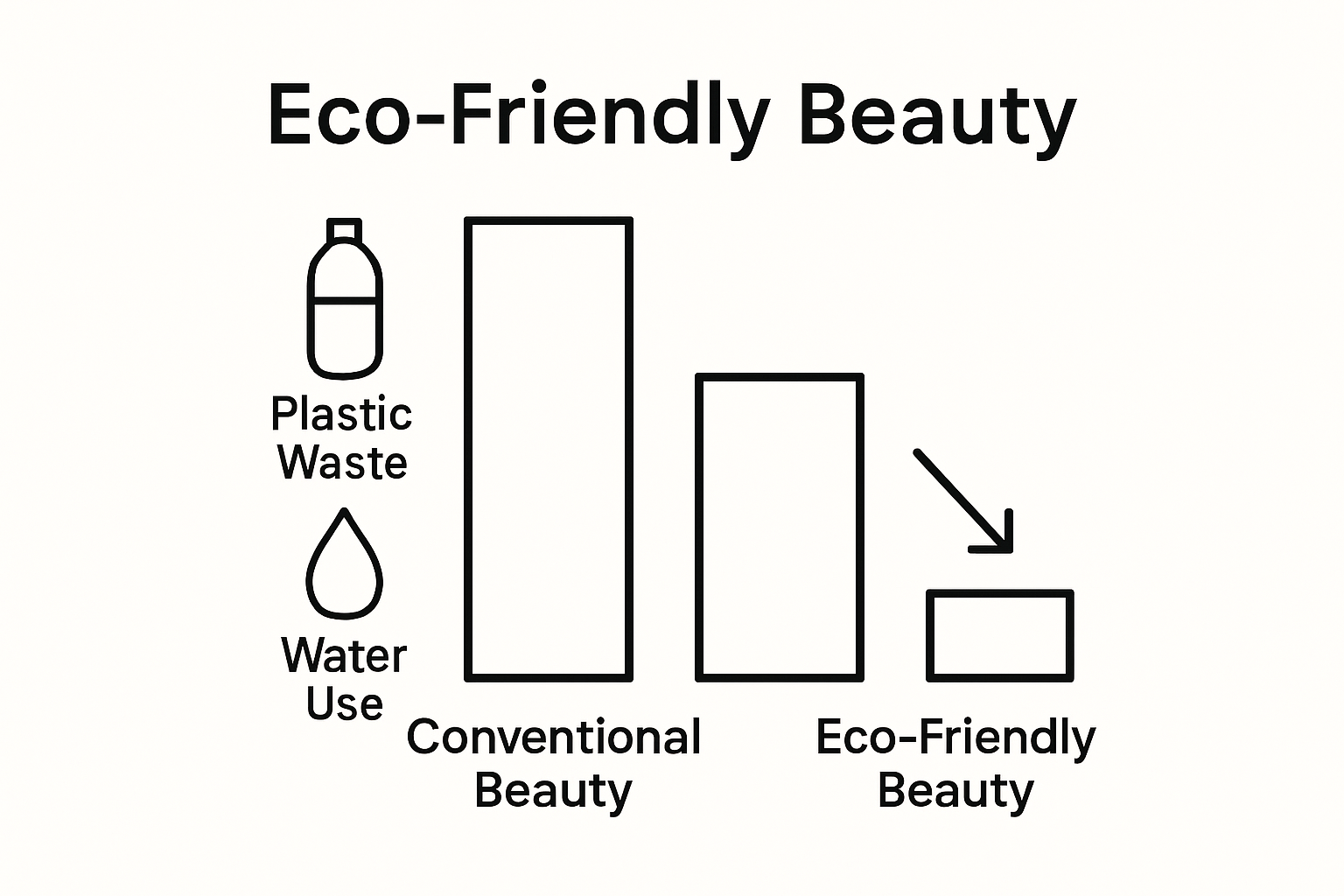 Infographic comparing environmental impact of regular vs eco-friendly beauty products
