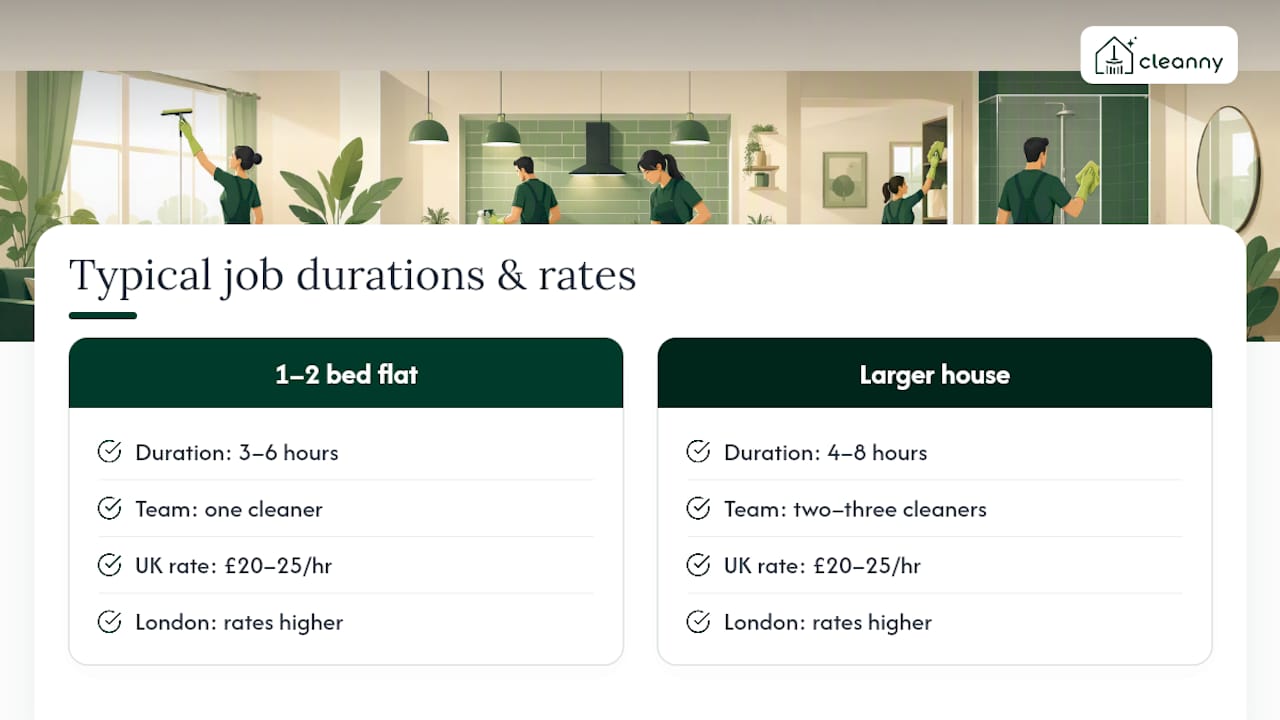 Cleaning duration and hourly rate comparison