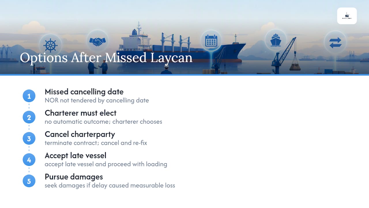 Three options after a missed laycan