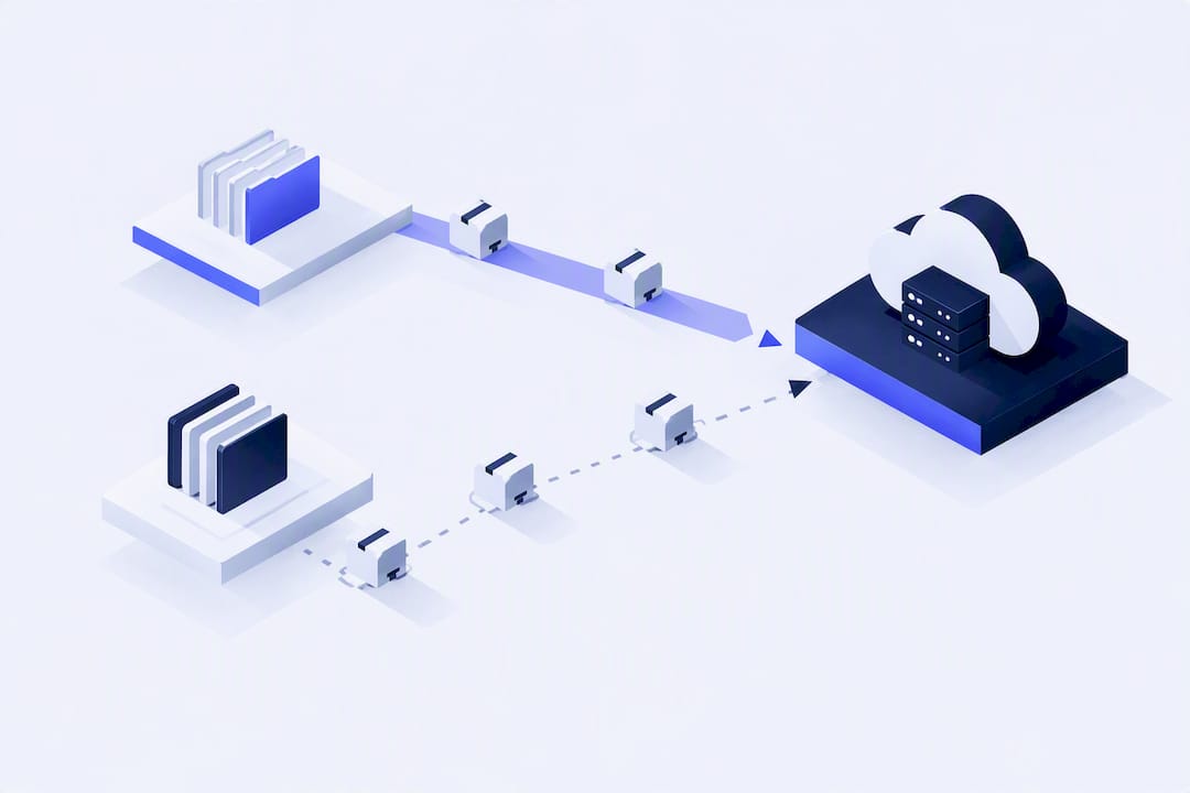 Isometric S3 backup pathways illustration