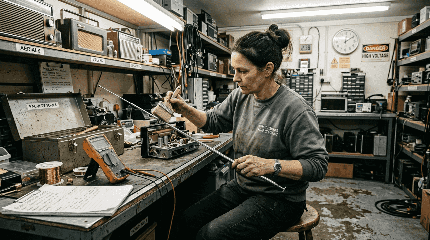 Specialist maintains two-way radio antenna