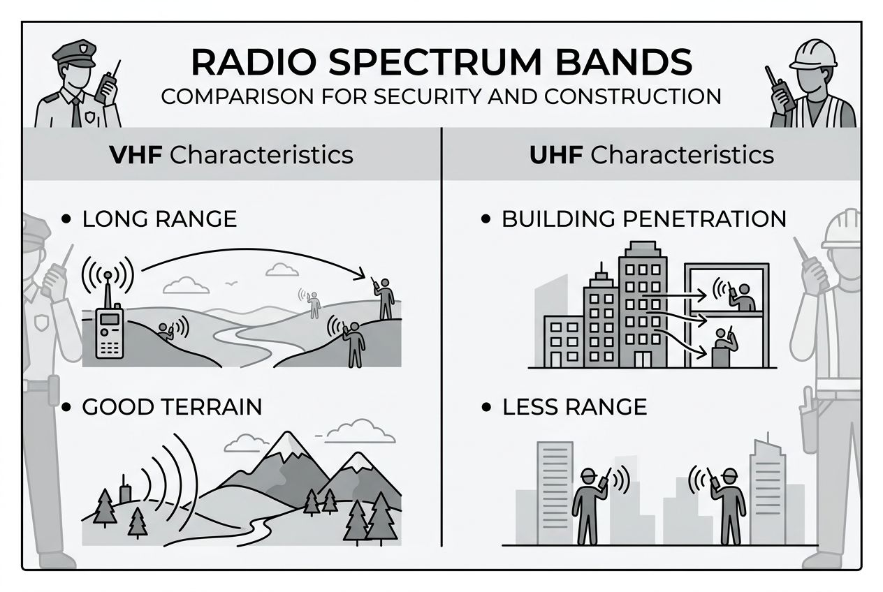 Infographic comparing VHF and UHF features