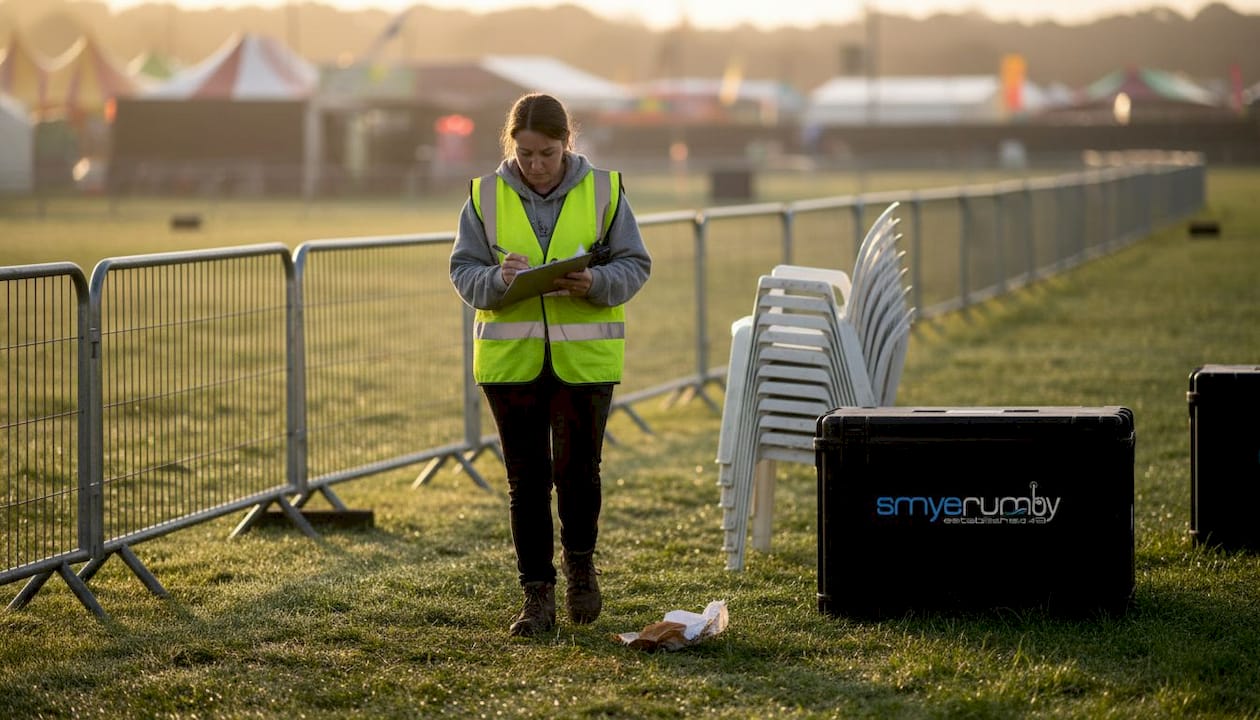 Technician conducting radio test at outdoor site
