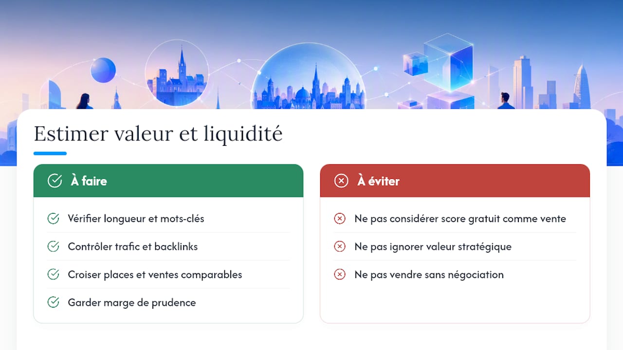 Comment estimer la valeur et la liquidité d'un nom de domaine local — overview diagram