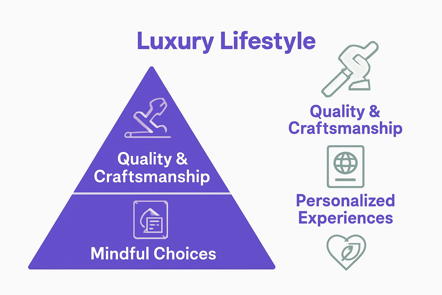 Three key elements of luxury lifestyle visualized in a triangle chart