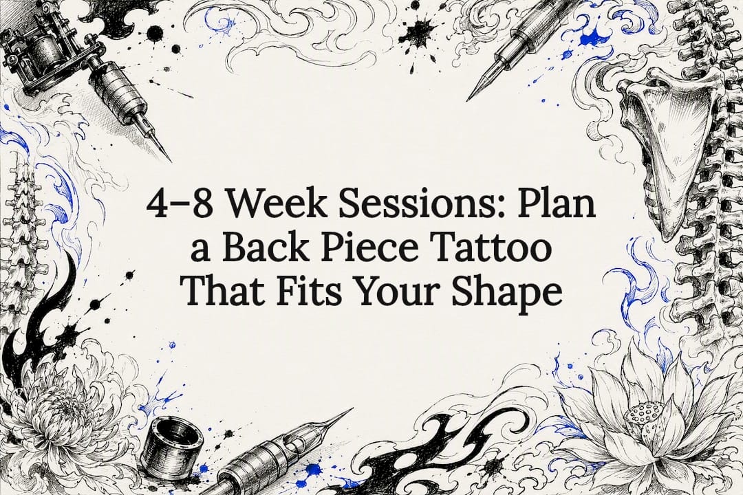Decorative back piece tattoo title card