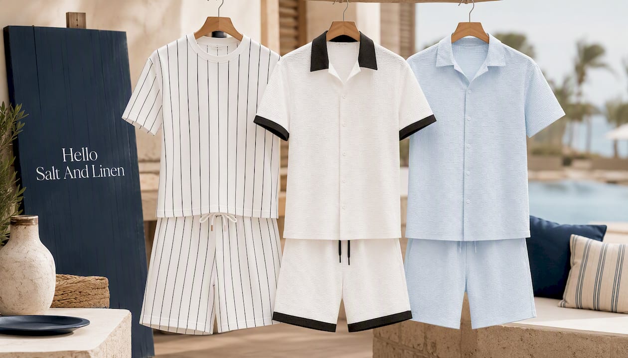 Men's Full Size Striped Casual Top and Shorts Summer Set Plus Size