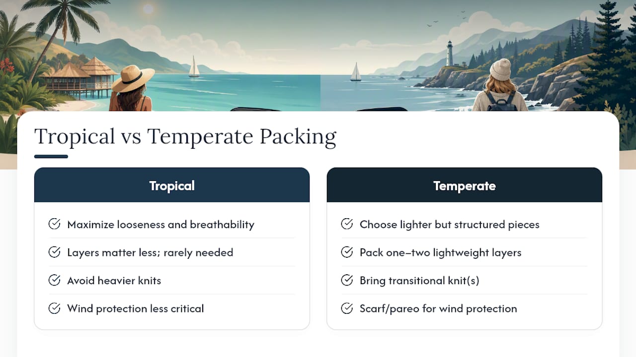 Tropical versus temperate coastal packing comparison