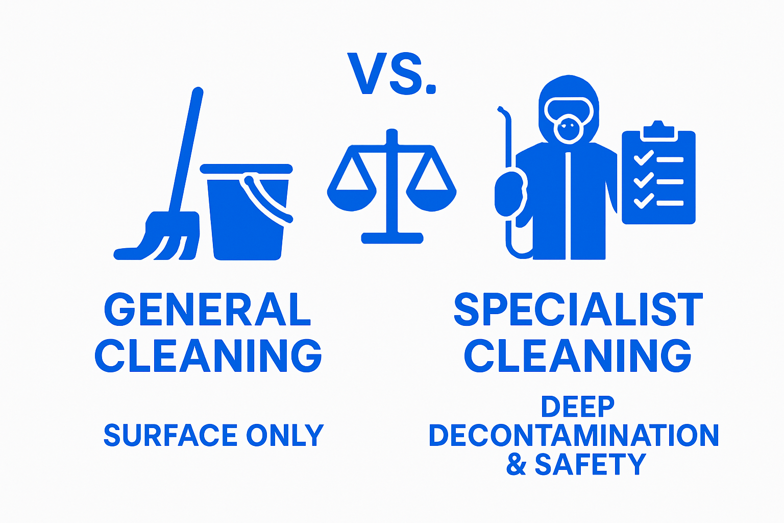 Comparison of general cleaning and specialist cleaning icons