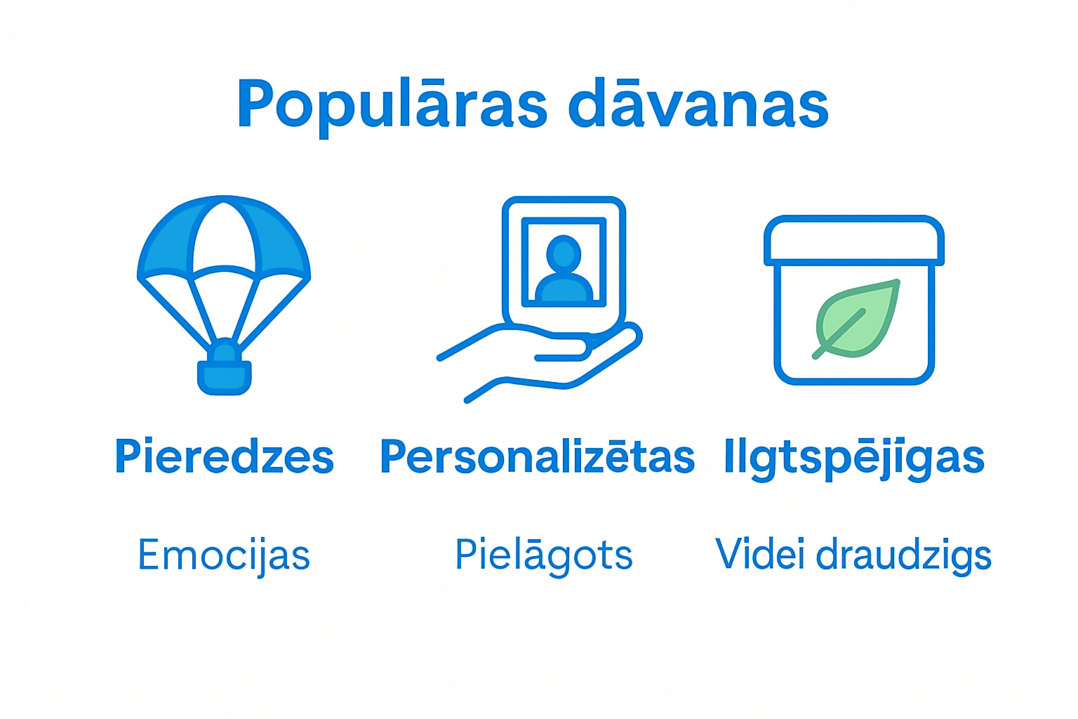 Salīdzinājums: pieredzes, personalizētas, ilgtspējīgas dāvanas