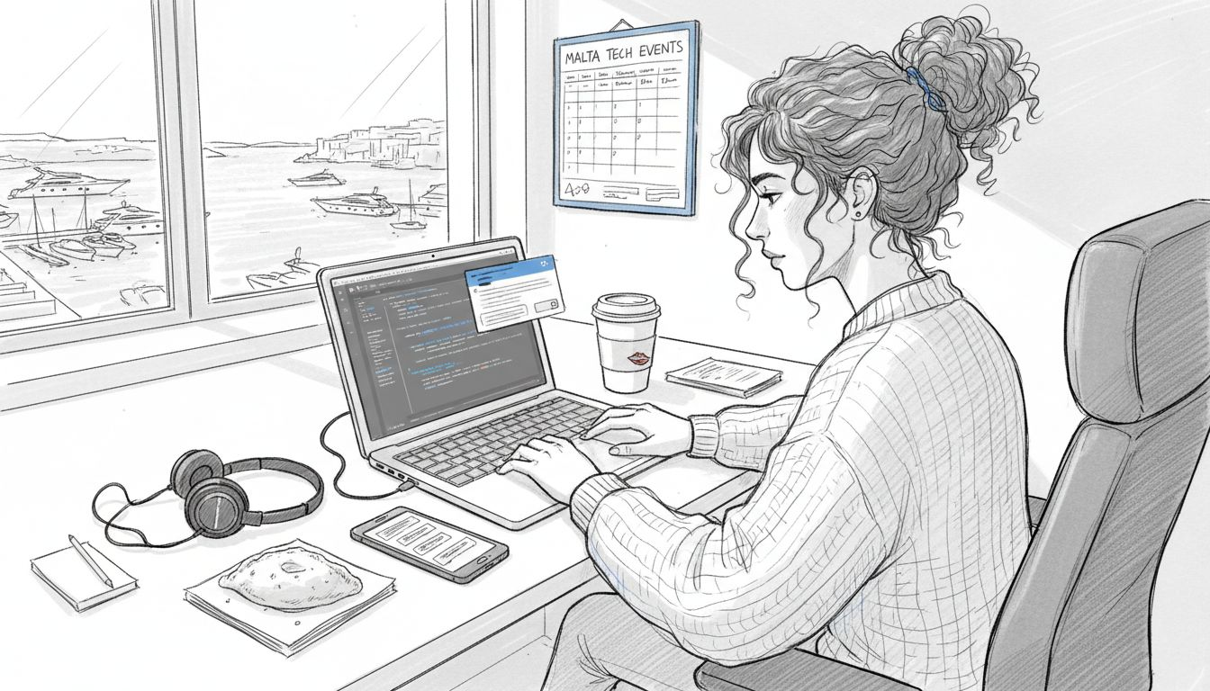 Woman working digital technology job in Malta