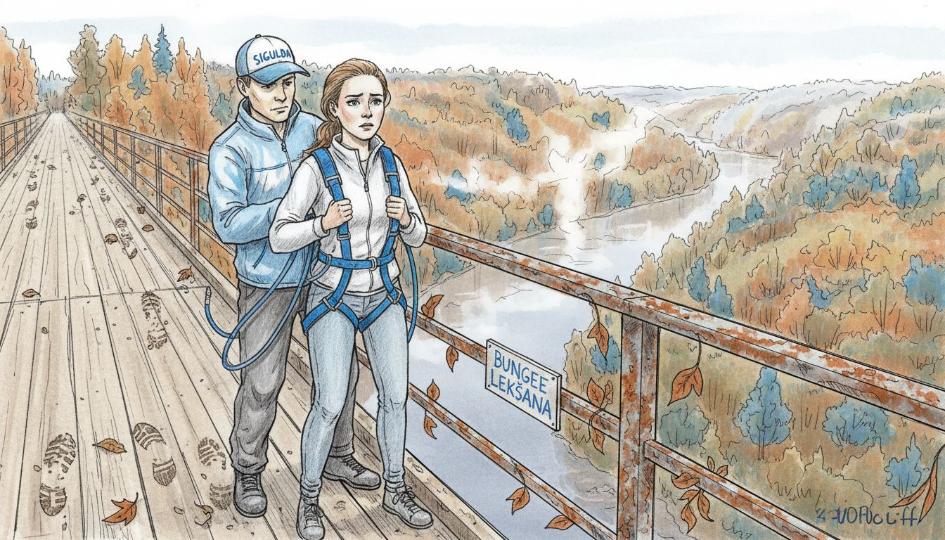 Sieviete gatavojas lēcienam ar gumiju Latvijā