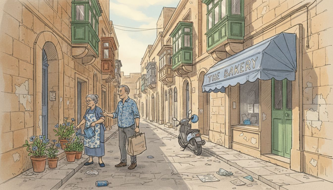 Expat daily life on a bustling Maltese street