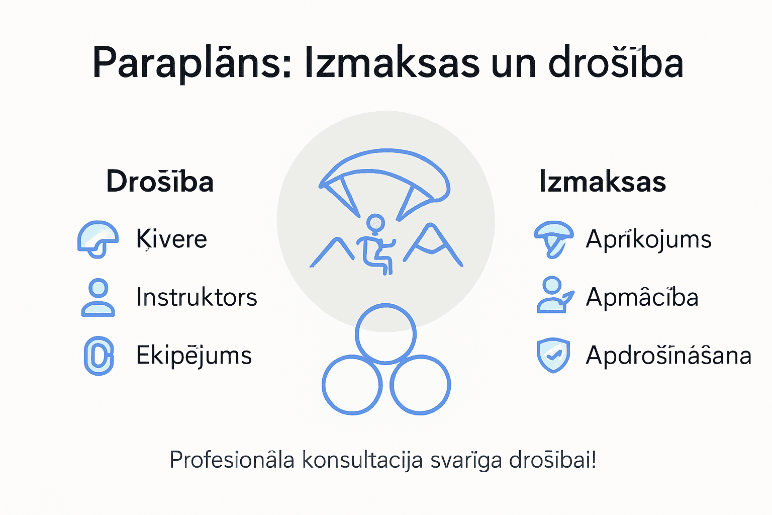 Infografika: paraplānošanas izmaksas, drošība un pieredze – viss, kas jāzina, pirms spert pirmo soli debesīs!