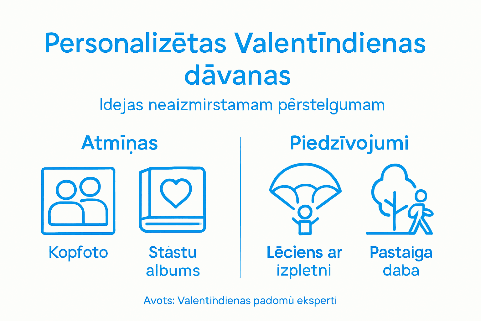 Infografika ar oriģinālām un personalizētām dāvanu idejām