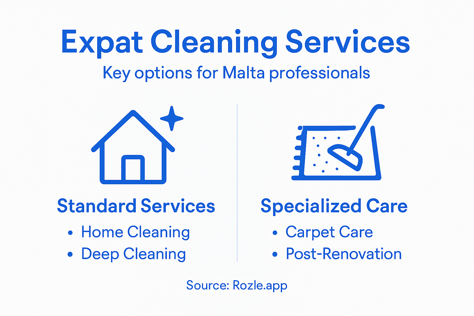 Infographic summarizing Malta cleaning service types