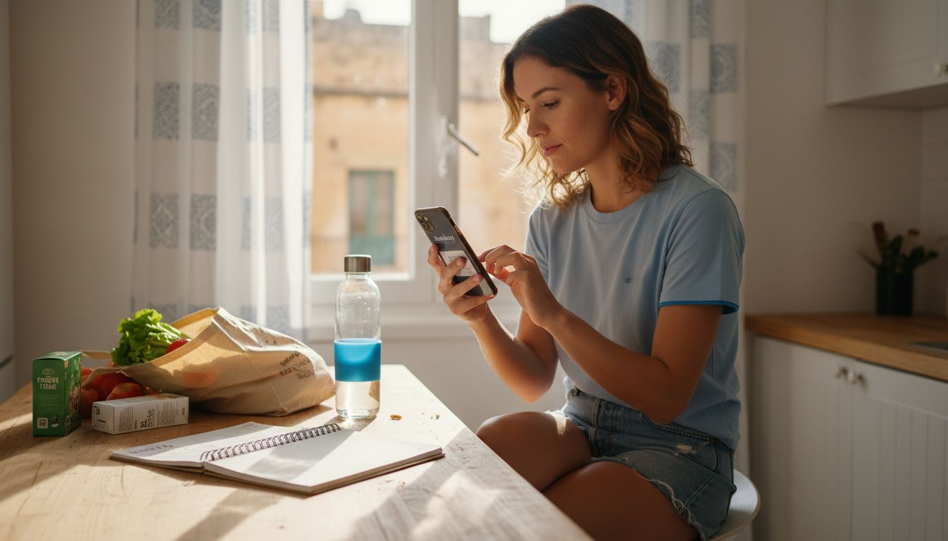 Woman scheduling cleaning on smartphone