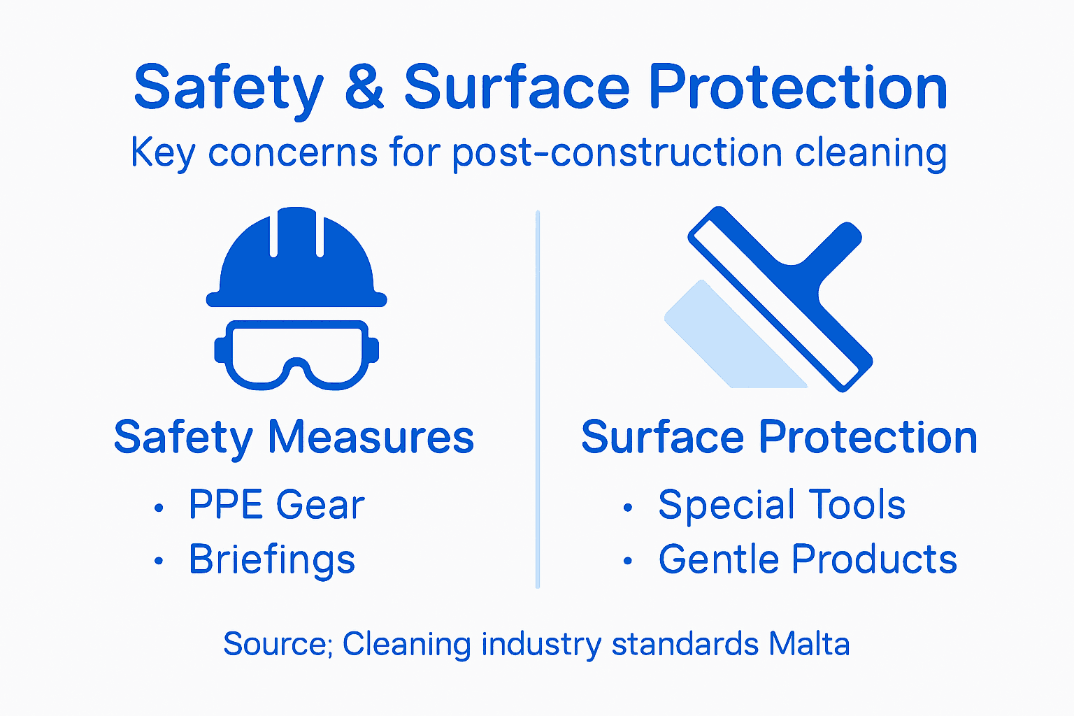 Infographic outlining safety and surface protection