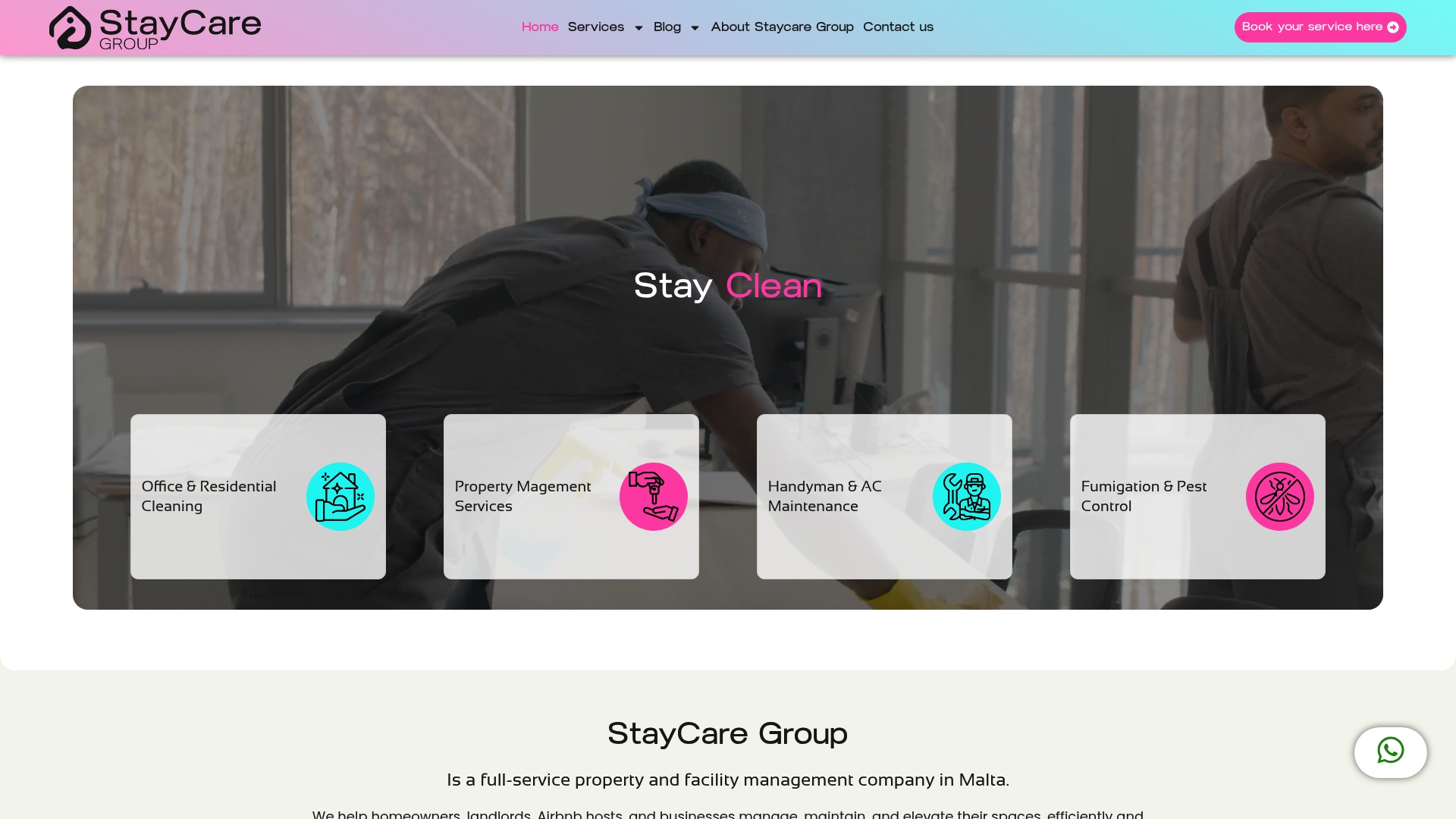StayCare Group cleaner performing Airbnb turnover in Sliema apartment