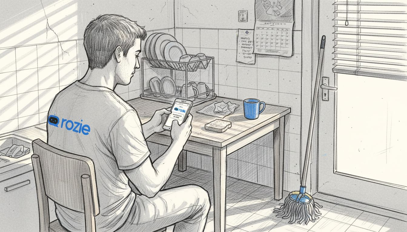 Cleaner completing verification process on Rozie app in Malta