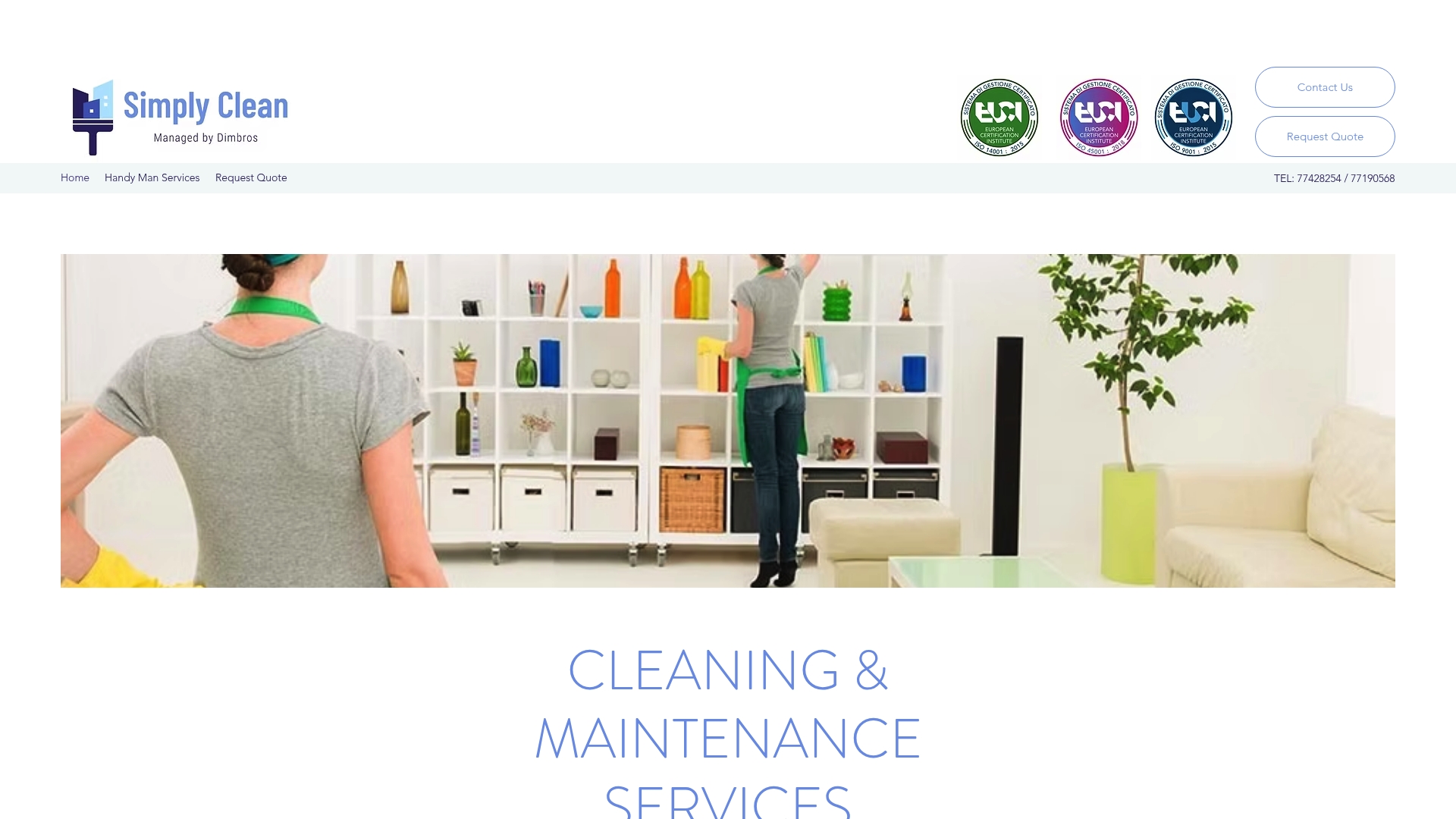 Simply Clean Malta website showing residential cleaning services
