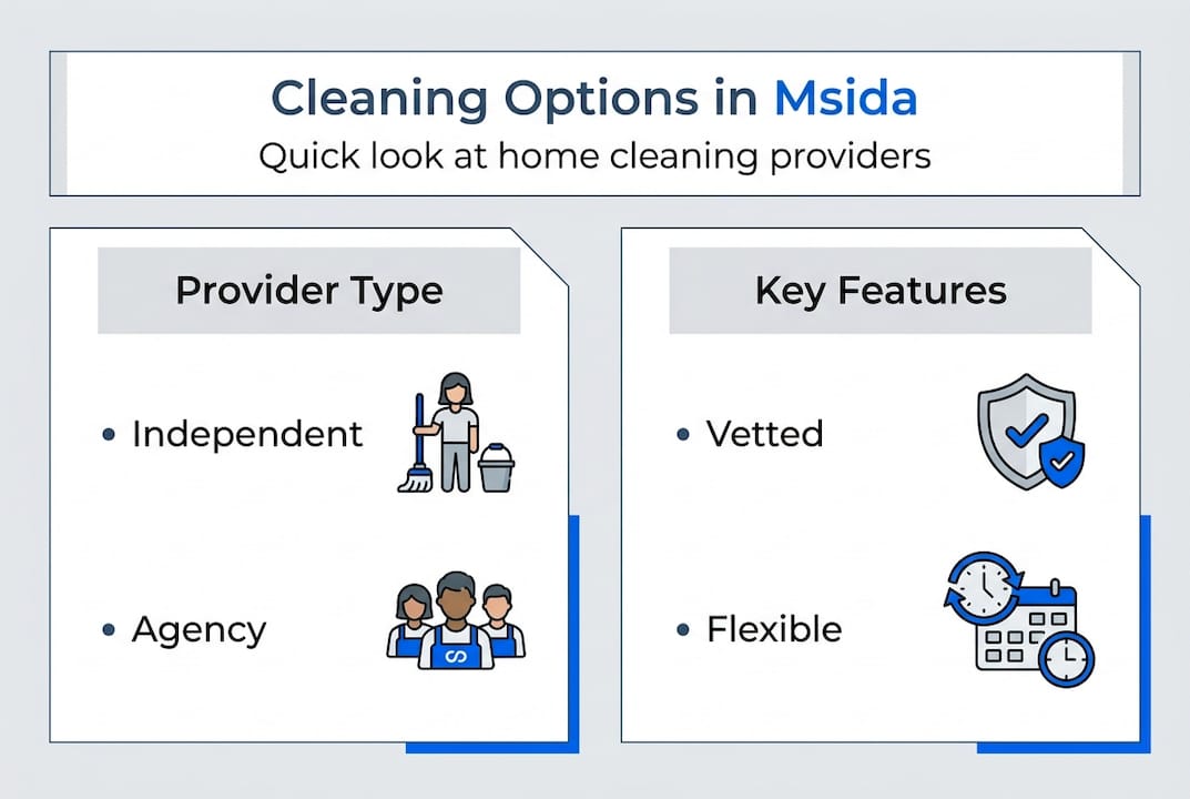 Infographic showing house cleaning provider options available in Msida Malta