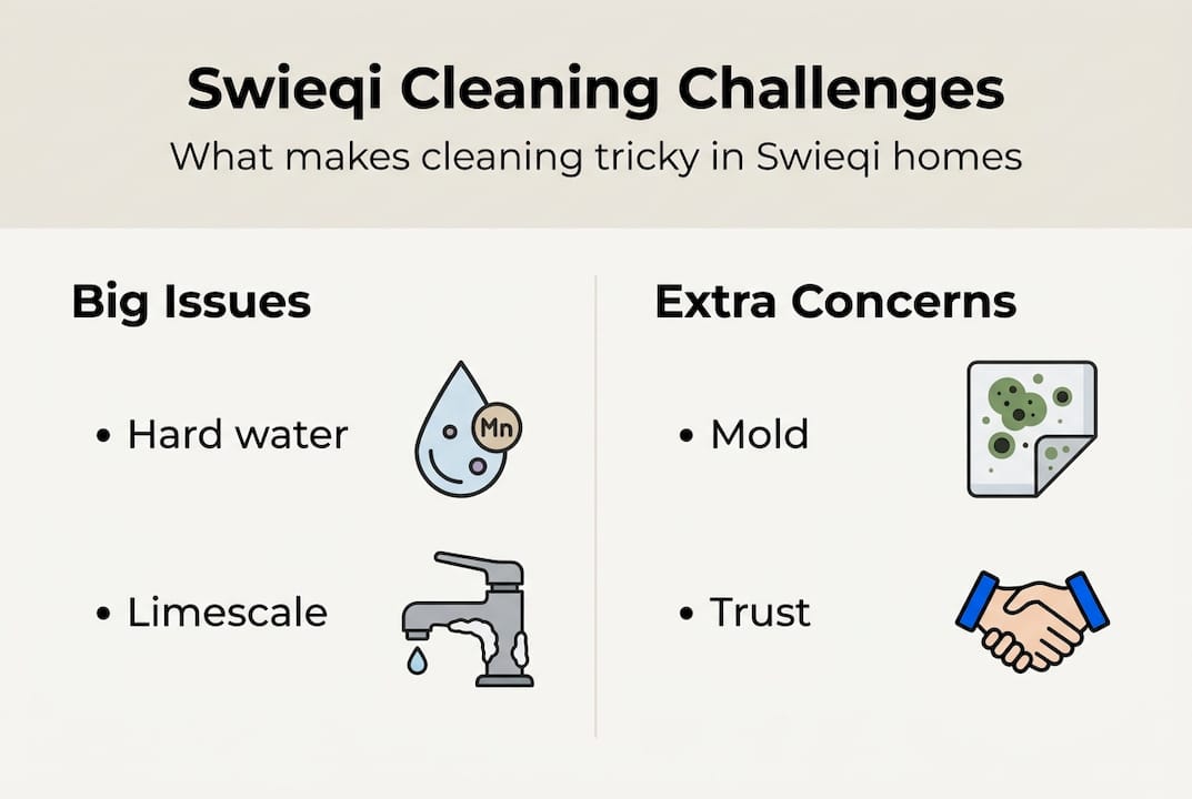 Infographic showing common cleaning challenges in Swieqi Malta homes