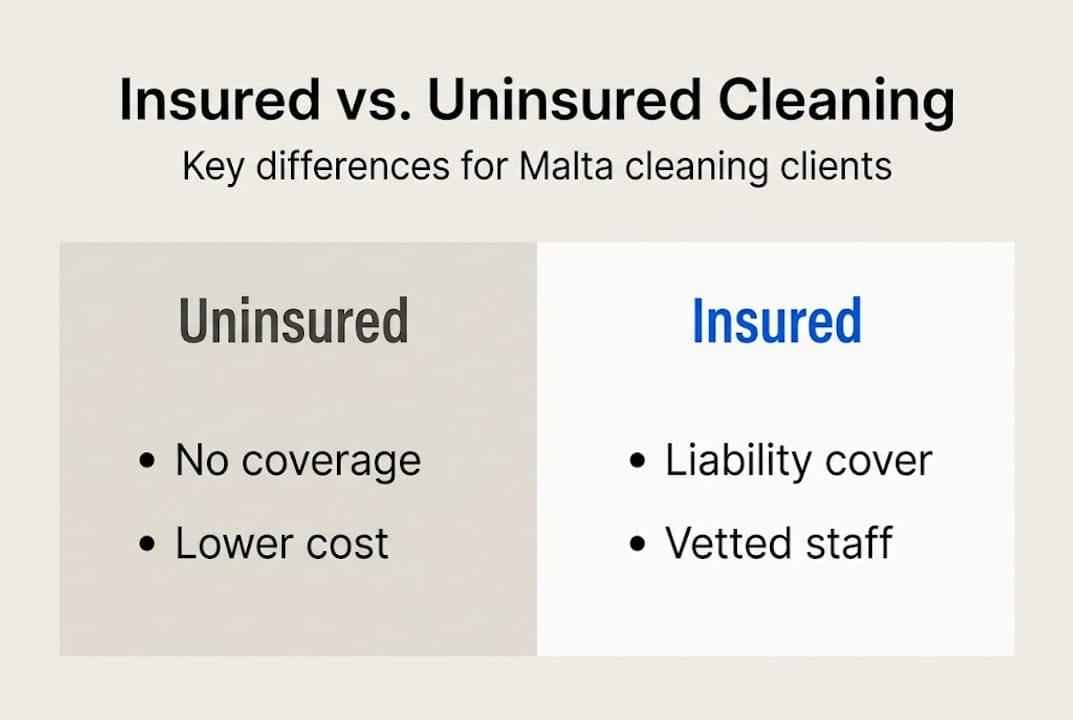 Infographic comparing insured versus uninsured cleaning service features