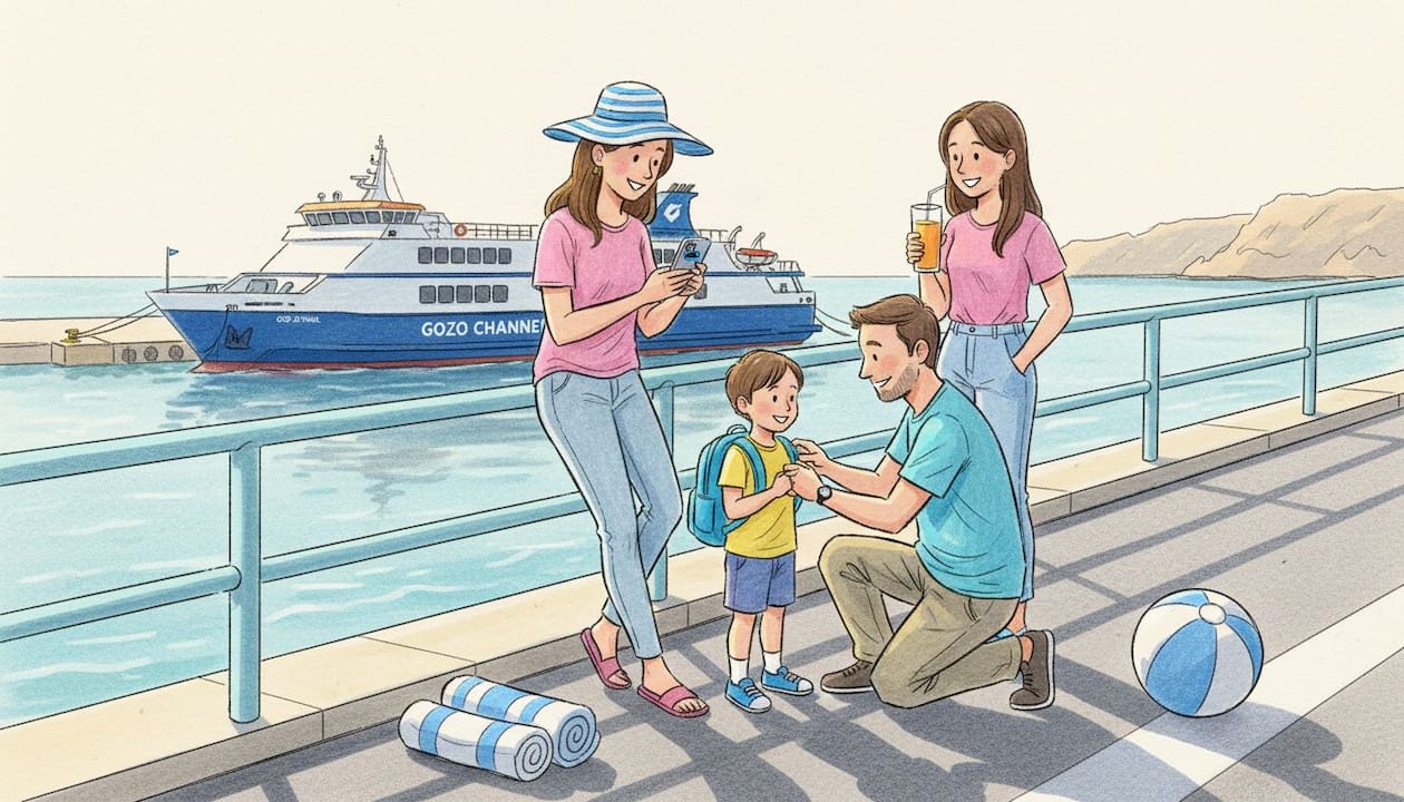 Passengers waiting at the Malta–Gozo ferry terminal at Ċirkewwa