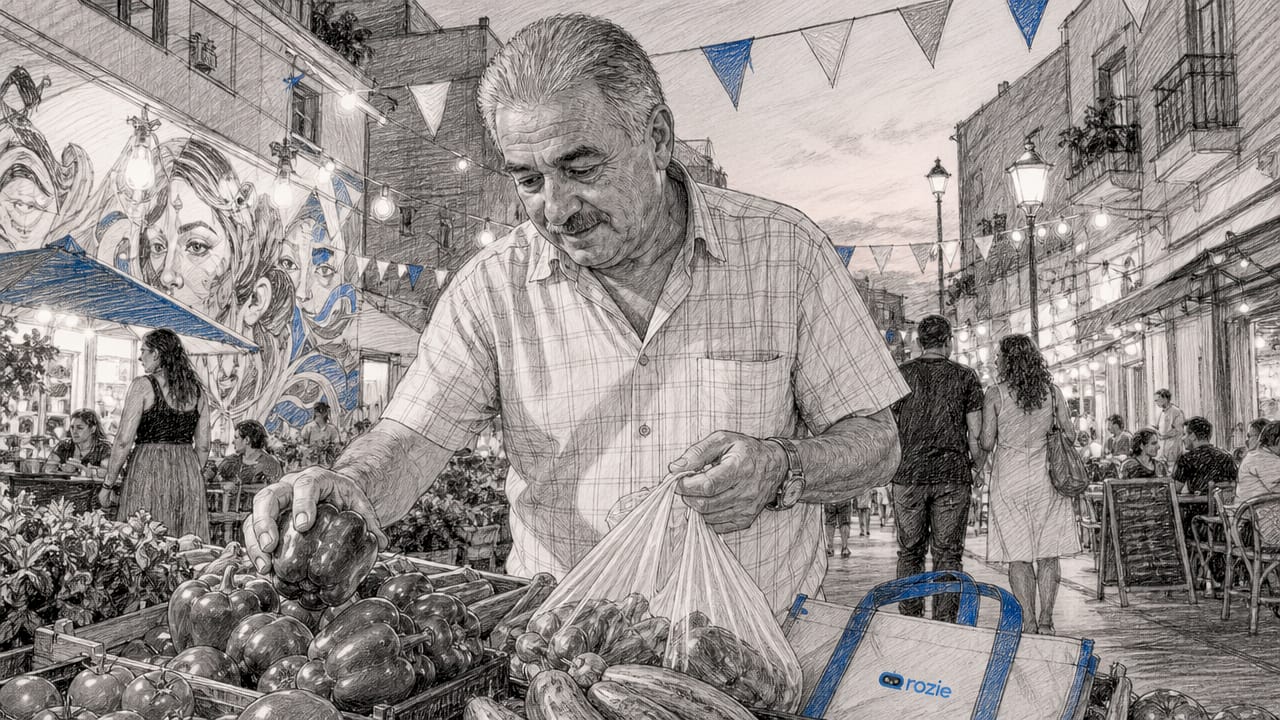 Mature man shopping at Sliema outdoor market