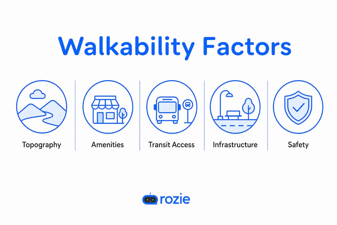Infographic showing key walkability factors in Malta
