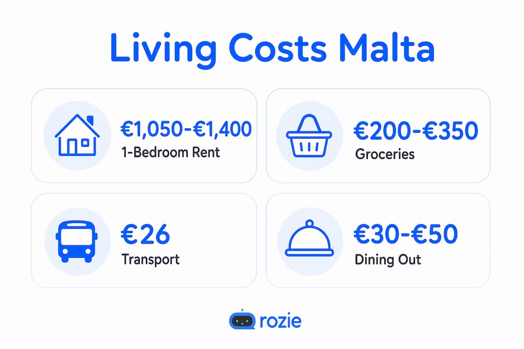 Infographic showing Malta living cost categories