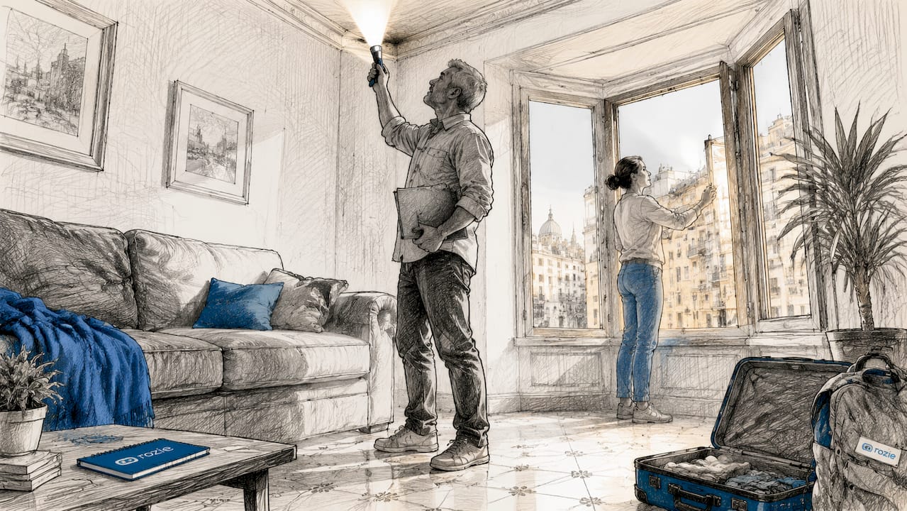 Couple inspecting the condition of an apartment in Malta before signing