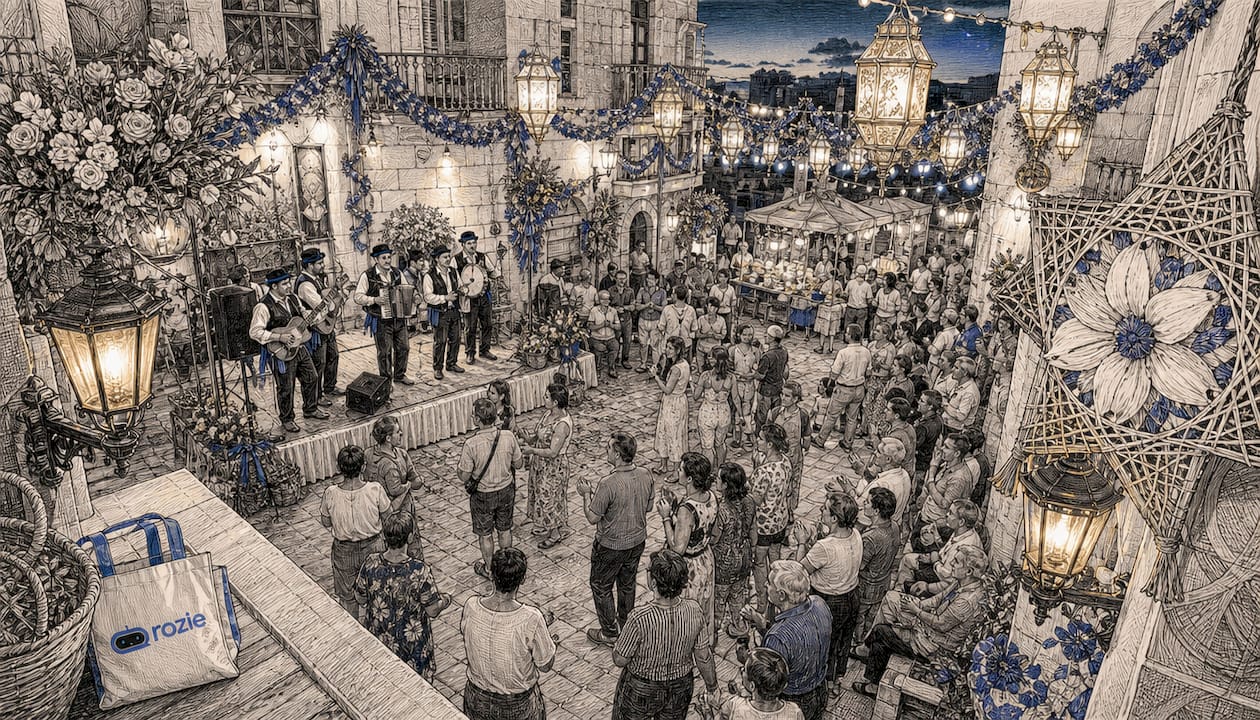Crowd enjoying Santa Marija Festa in Maltese village