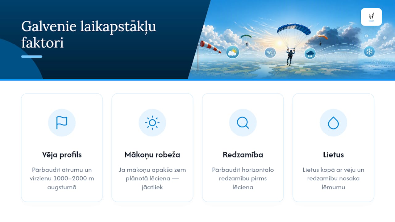 Svarīgākie laikapstākļi, kas jāņem vērā, lai izpletņlēkšana būtu droša