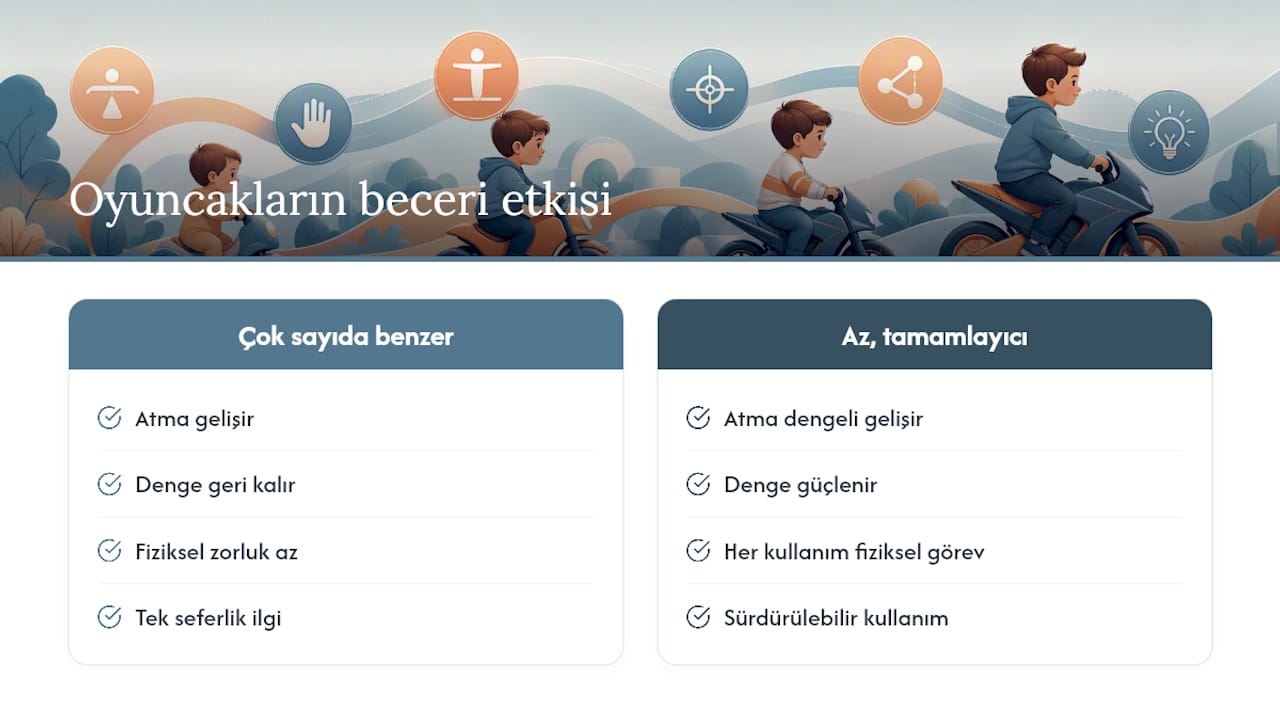 Oyuncak çeşitliliği ve beceri dengesi karşılaştırması